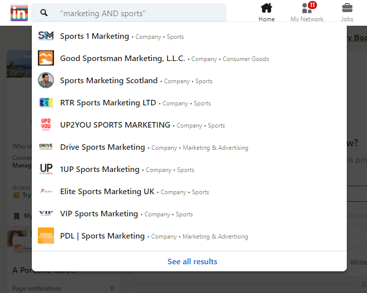 linkedin marketing and sports example