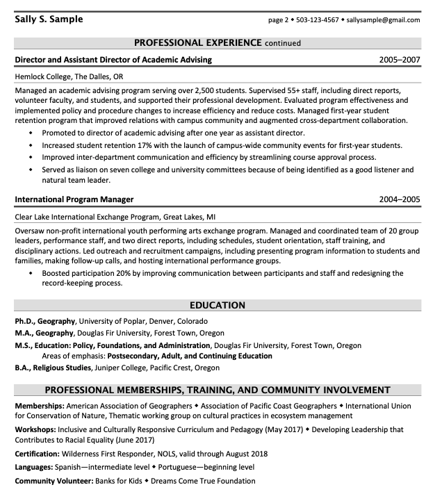 Sally's resume example 02
