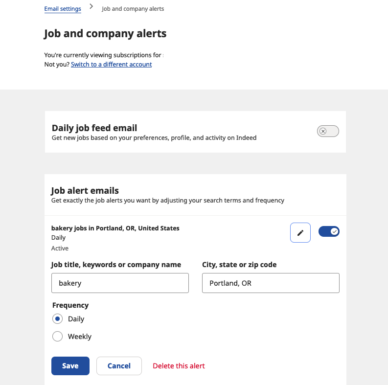 indeed job alerts settings