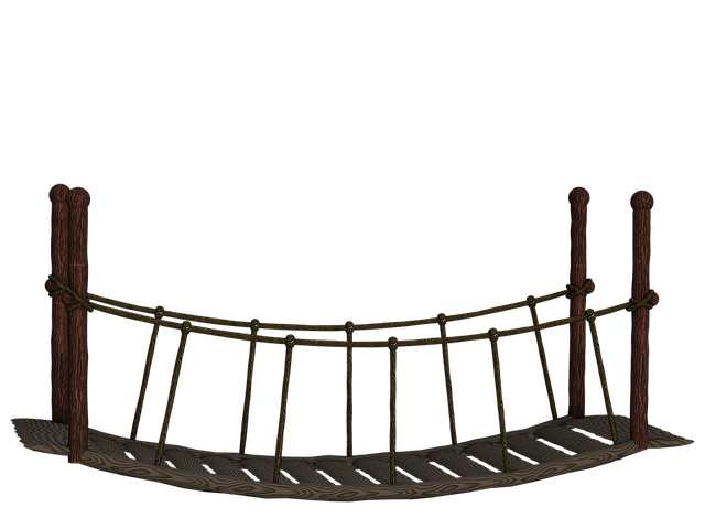 a wooden suspension bridge