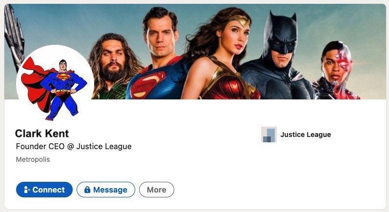 LinkedIn profile for Superman