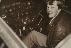 Amelia Earhart in the cockpit of one of her planes