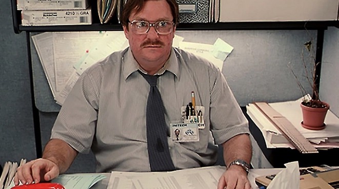 Stephen Root as Milton in the movie Office Space
