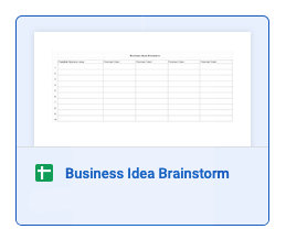 Thumbnail of our Business Idea Brainstorm Google sheet