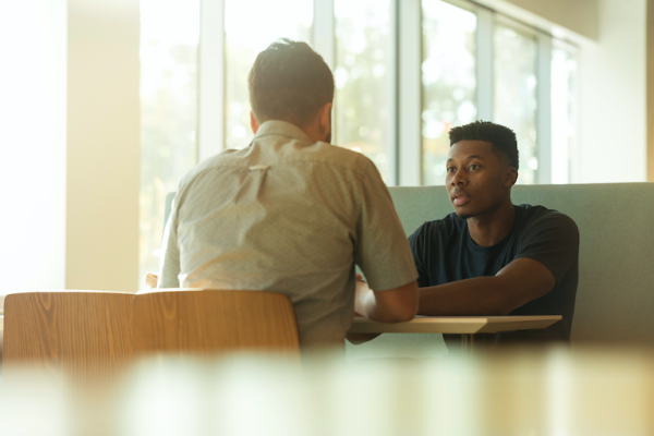 two people in an informational interview