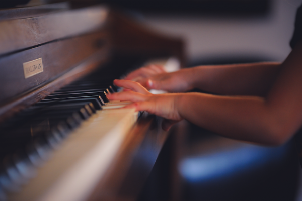 practicing the piano